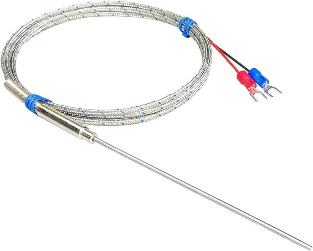 Temperatuursensor Sonde - K-type Thermokoppel - Industriële Metingen - Waterdicht Ontwerp - 6x200mm - Zilver