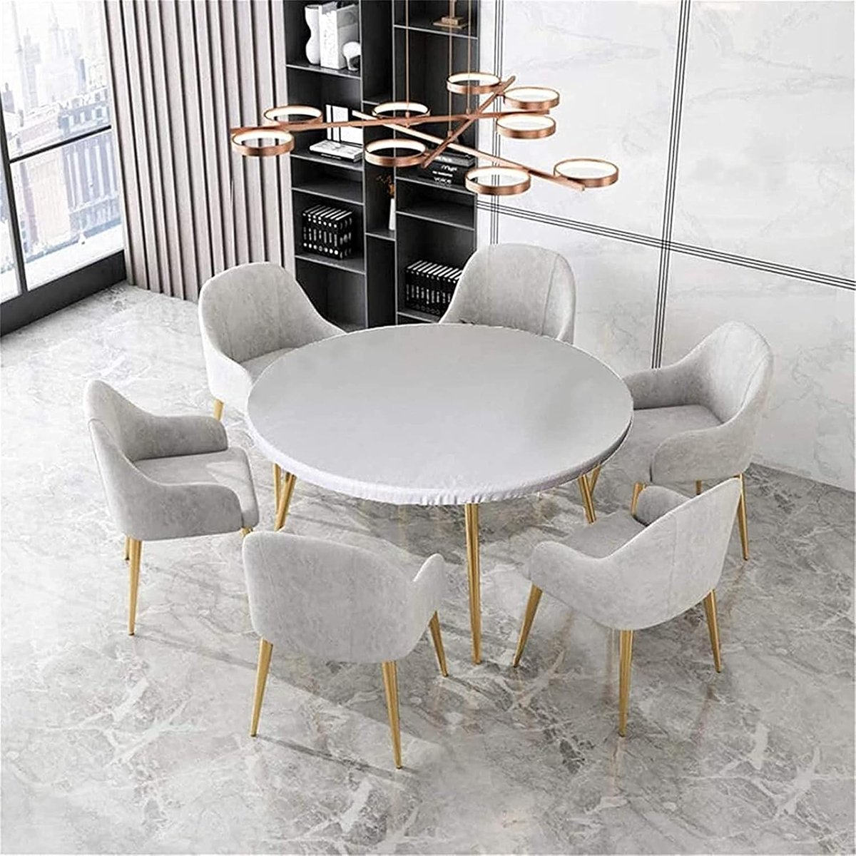 Ronde Tafeldoek - Tafelkleden Plastic - Tafel Beschermen - Elastische Rand - 120 cm - Wit