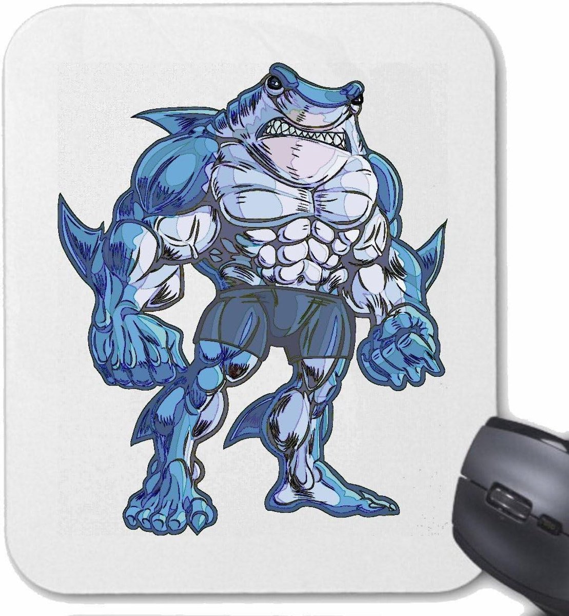 Mousepad "Toned WHITE HAI HAI MUSCLED MEGALODON BLUE SHARK HAMMERHAI blacktip rif haai mako WHALESHARKS" voor uw laptop, notebook of PC Internet .. (met Windows Linux, etc.) wit
