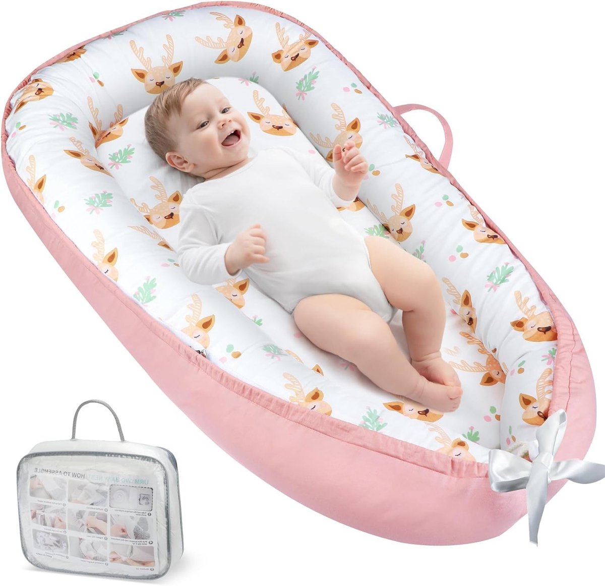 Nieuwborn Baby Nest voor Pasgeborenen, Ademend en Zacht Reisbed voor Baby's van 0-12 Maanden, Perfect als Babycadeau voor Jongens en Meisjes
