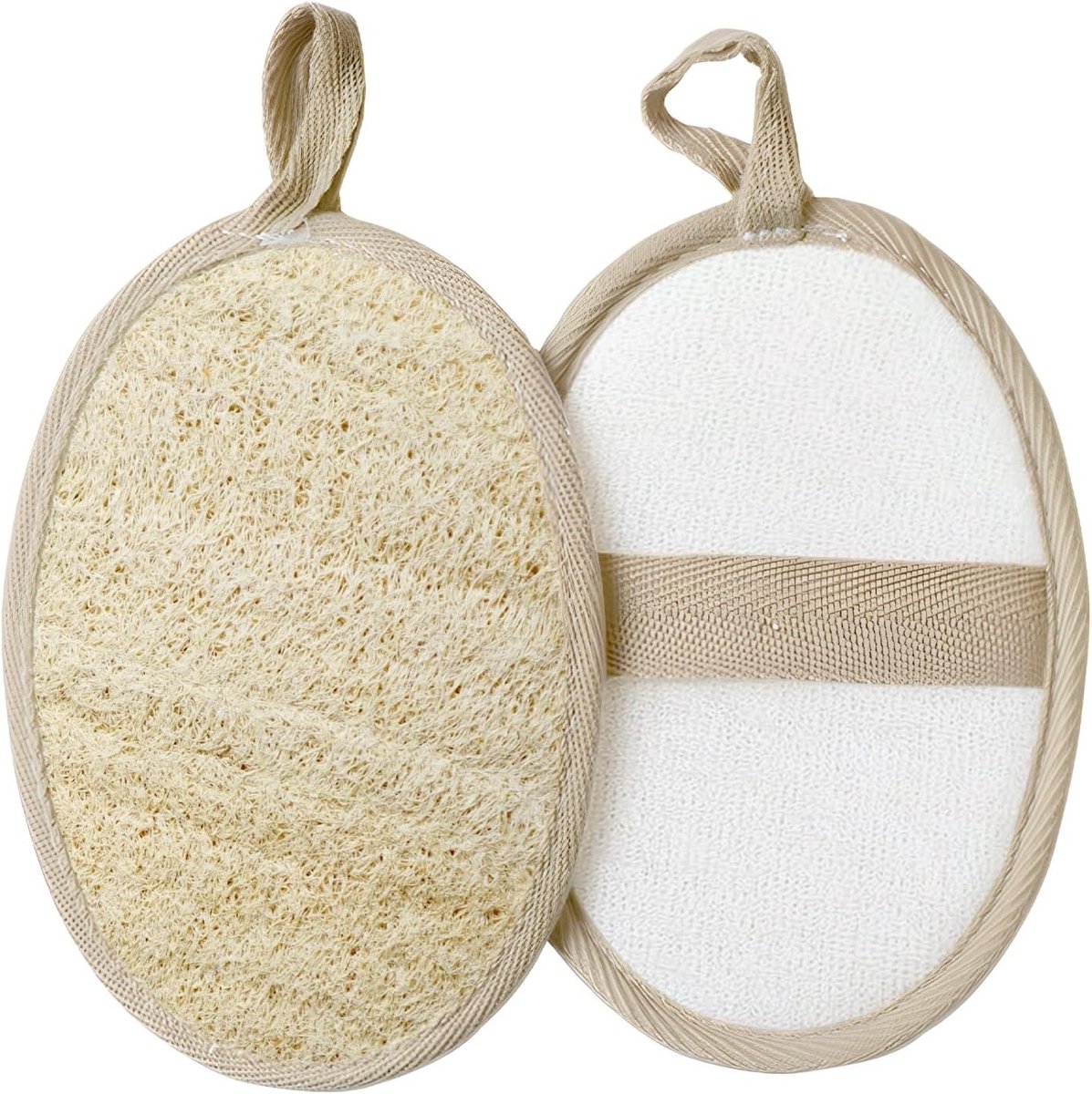 Natuurlijke Exfoliërende Luffa Sponsen voor Douche en Bad - Milieuvriendelijke Scrub voor Zachte Huid - 2-Pack Sponges voor een Verfrissende Ervaring