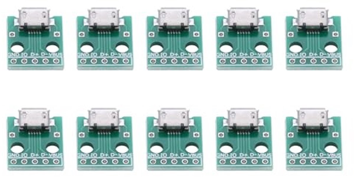 Dailygoods - Dailygoody - Micro USB-adapter - 10 Stuks - Hoge kwaliteit - 2,54 mm Pitch - USB Type A - PCB-connector - Geschikt voor diverse toepassingen
