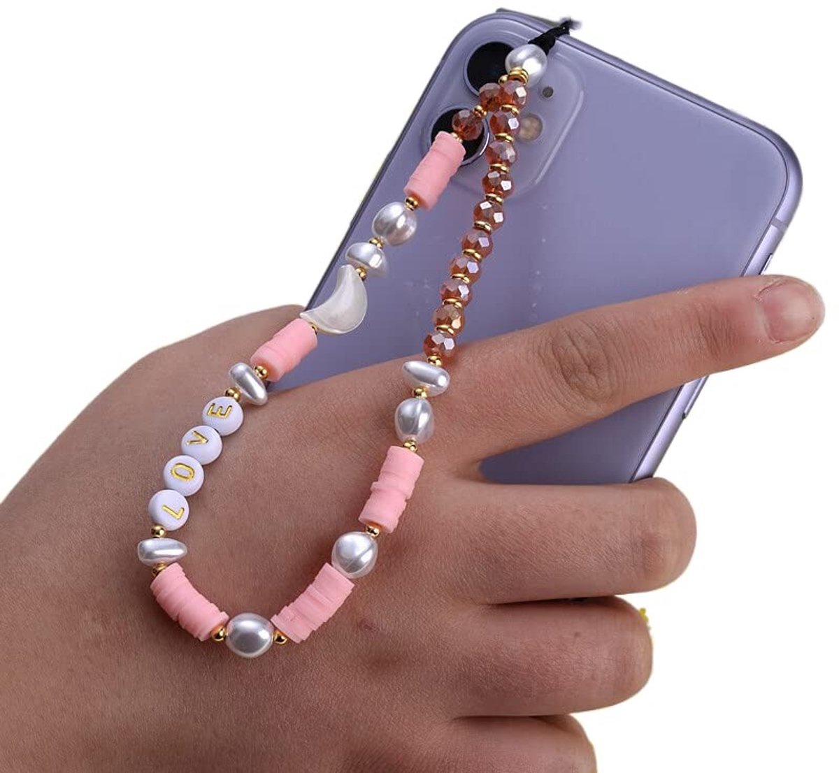 Dailygoods - Bohemian Telefoonketting met Parels en Sterren