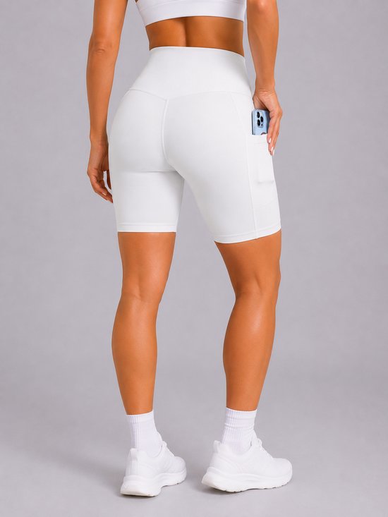 SparkNine Softflow korte sportbroek - dames short - met zakken - XS - wit - half lang - super zacht materiaal van Merkloos — afbeelding 5