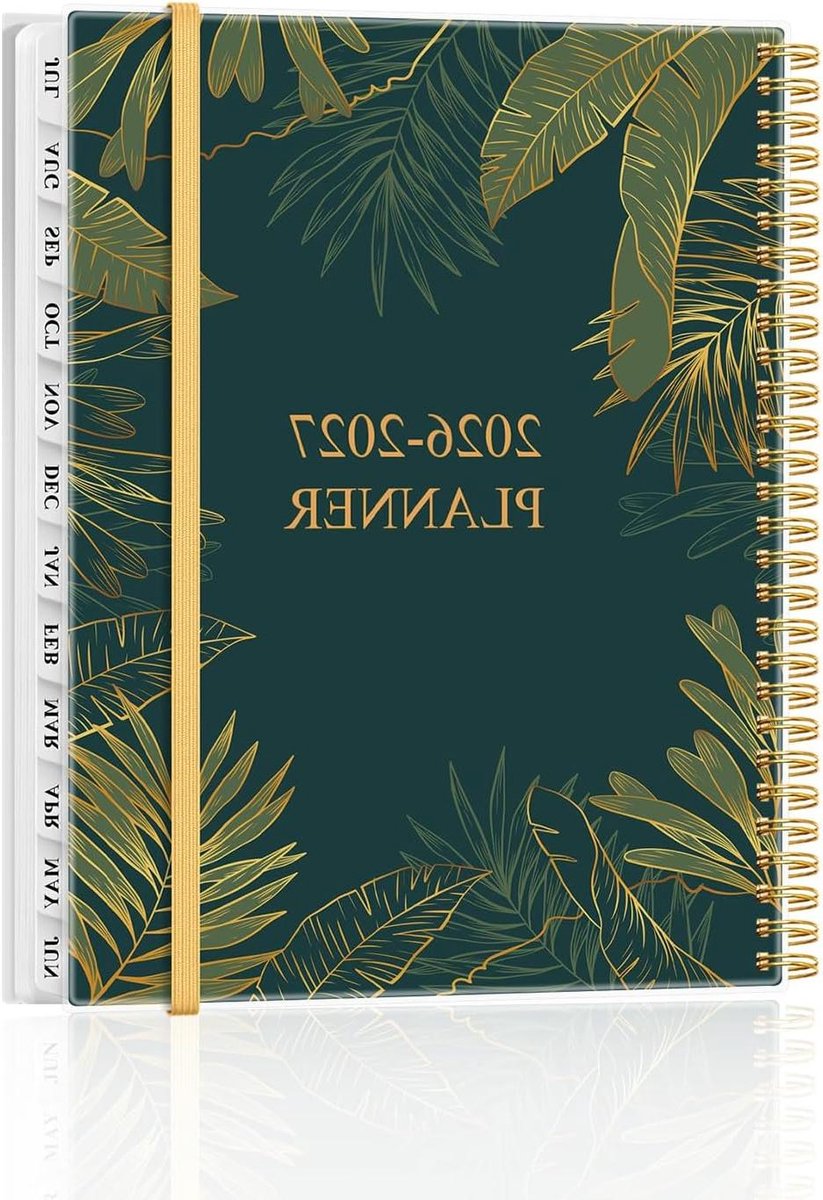 Planner 2025-2026 - Agenda Weekplanner - Structuur Aanbrengen - Harde Kaft Binnenzak - 215 x 289 cm - Bladgroen