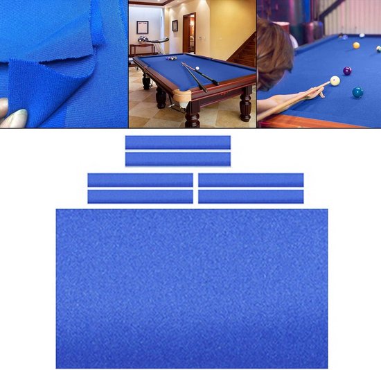 Biljartlaken Pooltafel - Tafel Vilt - Spel Verbeteren - Voorgesneden Stof - 8ft - Blauw — afbeelding 5