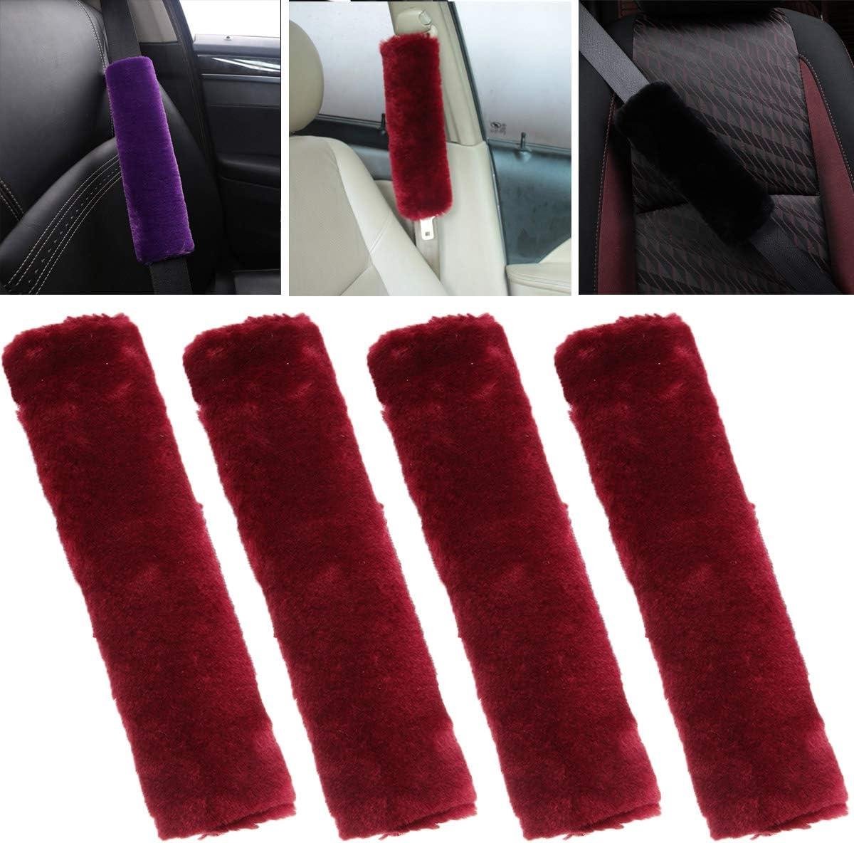 Autogordel Pads - Schouderhoezen - Comfortabel Reizen - Verstelbaar Klittenband - 4 Stuks - Wijnrood