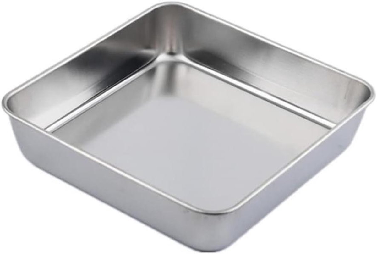 Bakplaat met Rooster Vierkante Ovenvorm Taarten Bakken Roestvrij Staal 24x24x5cm Zilver