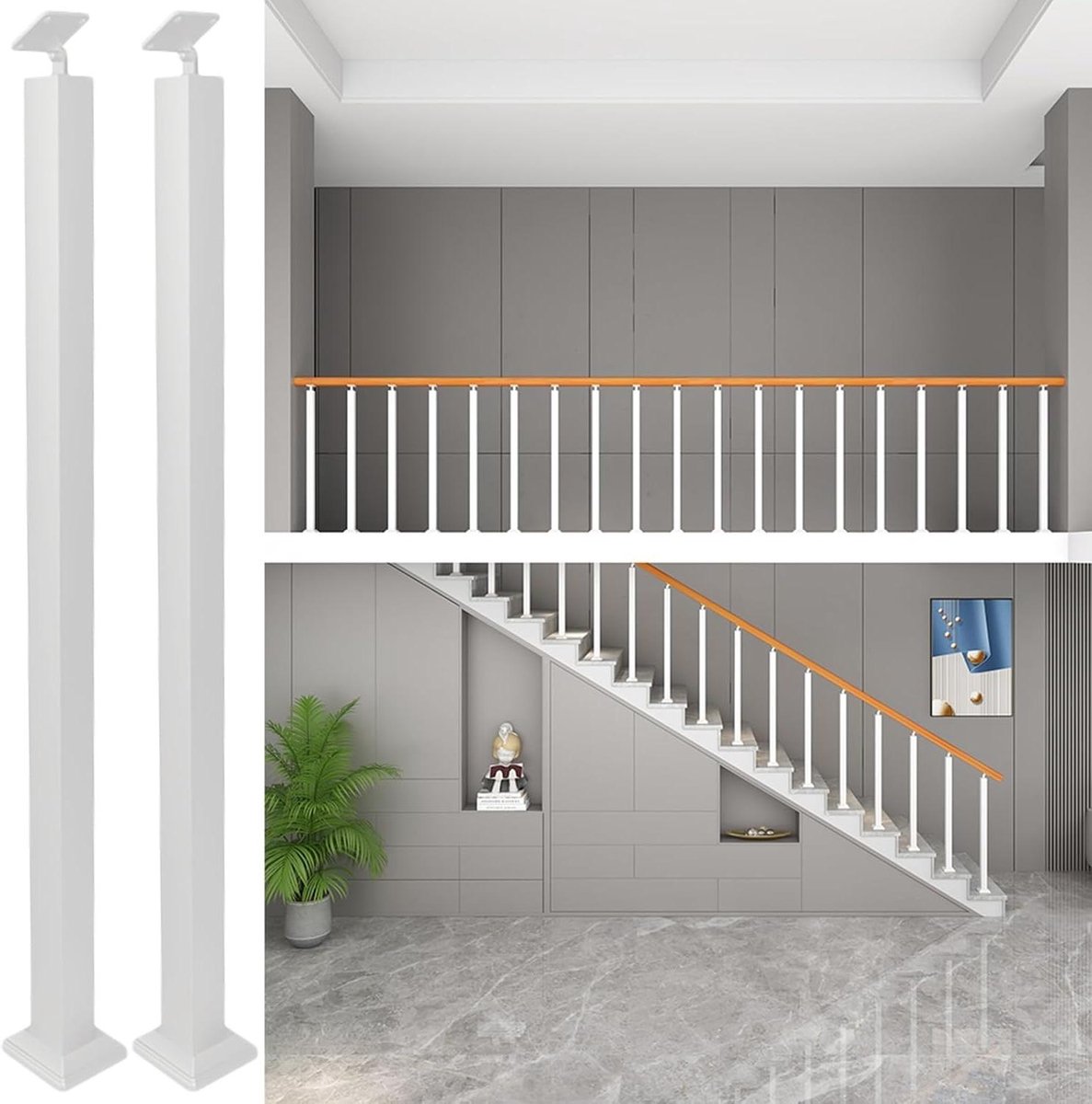 Balustrade Paal - Trapleuning Ondersteuning - Veiligheid Creëren - Verstelbare Hoek - 6 Stuks - Wit