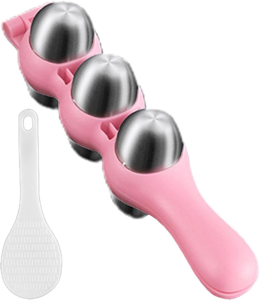 Rijstballen vorm - Sushi maker - Thuis koken - Corrosiebestendig staal - 7.6 cm breed - Roze