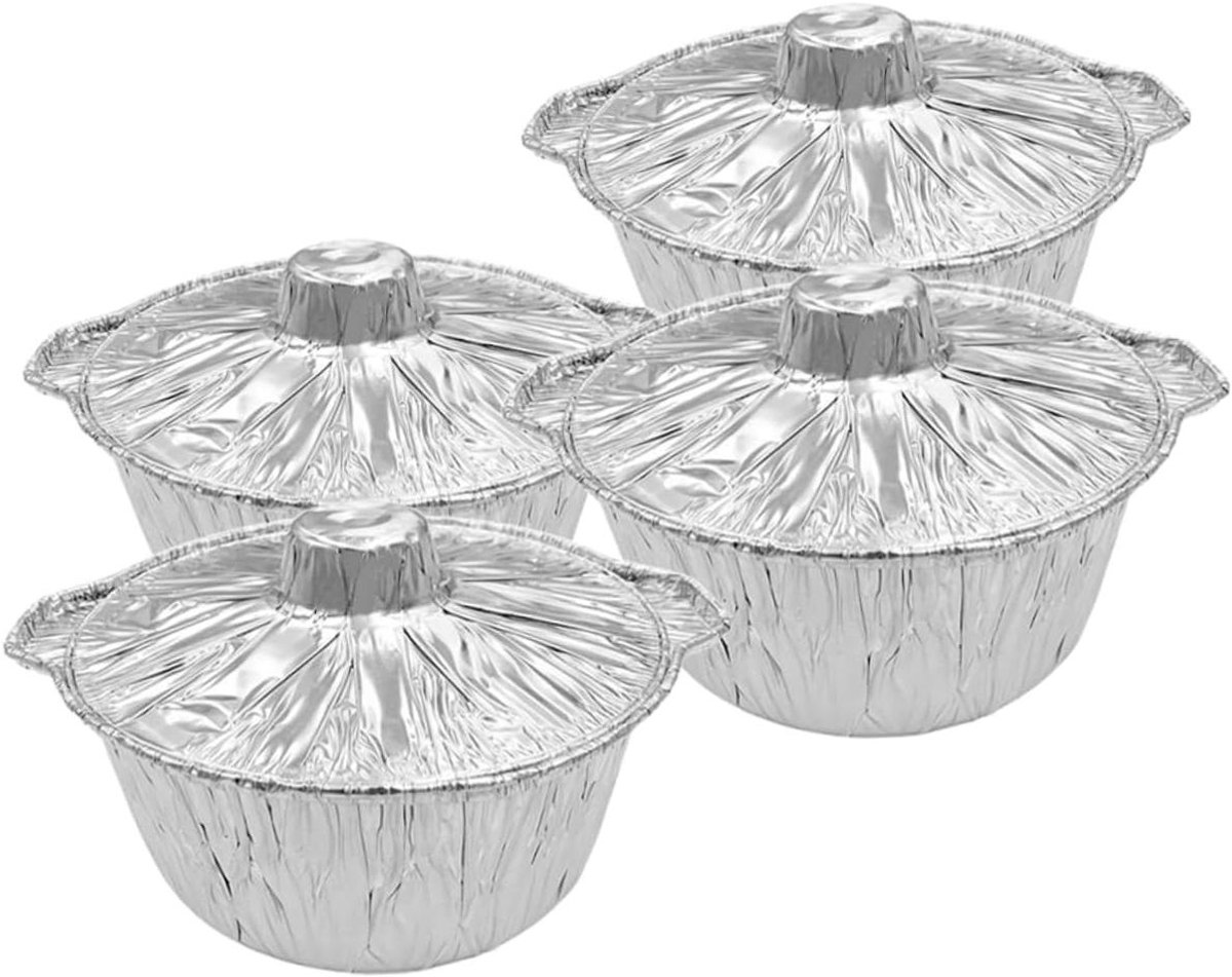 BBQ Pannen - Aluminium Bakjes - Voedsel Bereiden - Hittebestendig - 4 Stuks - Zilver