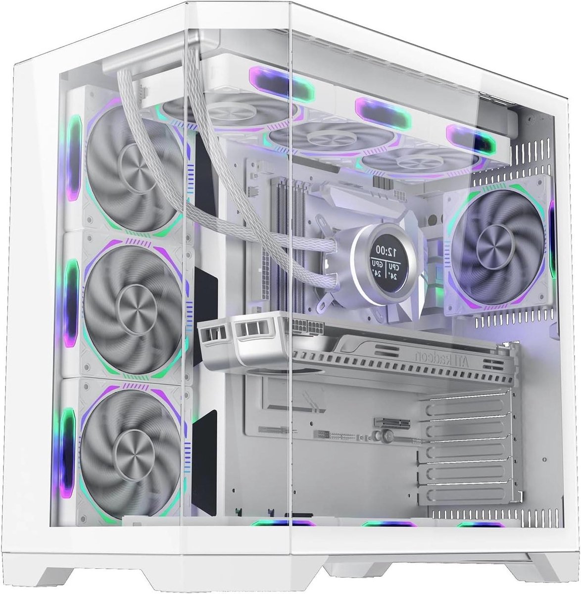 Computer Behuizing - Mid-Tower Chassis - PC Bouwen - 3-zijdig Glas - 418x280x410mm - Wit