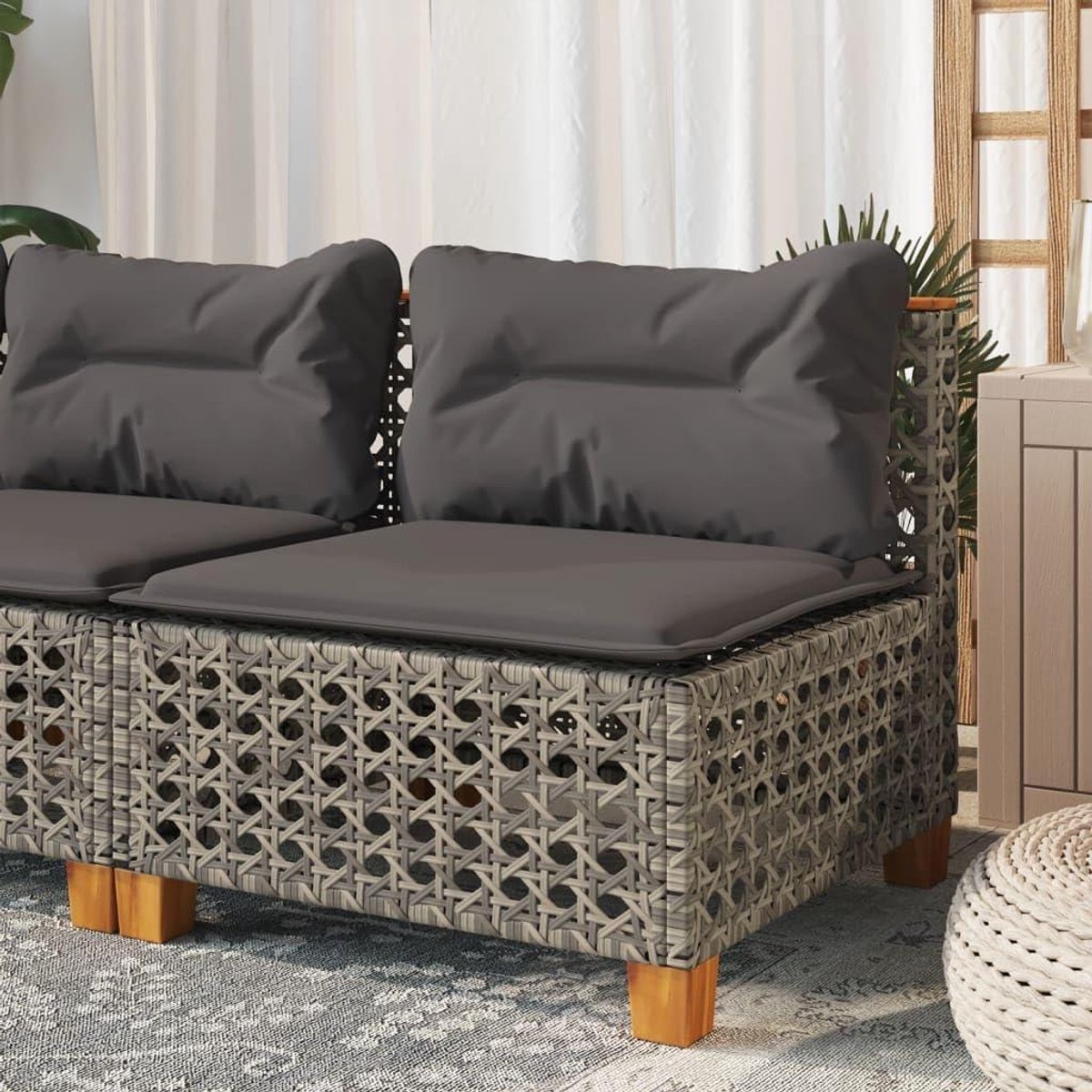 Modulaire Tuinbank - Loungeset Bank - Buiten Ontspannen - Onderhoudsvriendelijk Rotan - 635 x 635 cm - Grijs