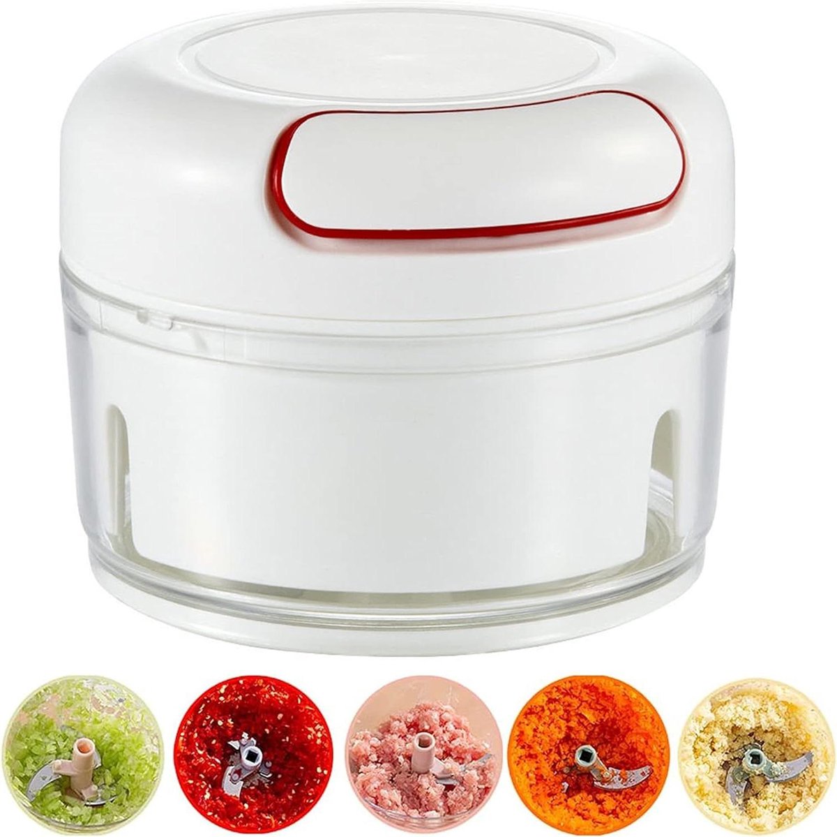 Mini Knoflook Chopper - Voedselhakker - Groenten Fijnhakken - Handmatige Bediening - Compact Formaat - Groen