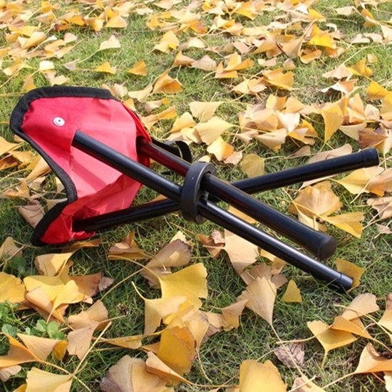Opvouwbare Kruk - Driepoot Stoel - Outdoor Activiteiten - Compact Ontwerp - 30 cm Hoog - Rood — afbeelding 2