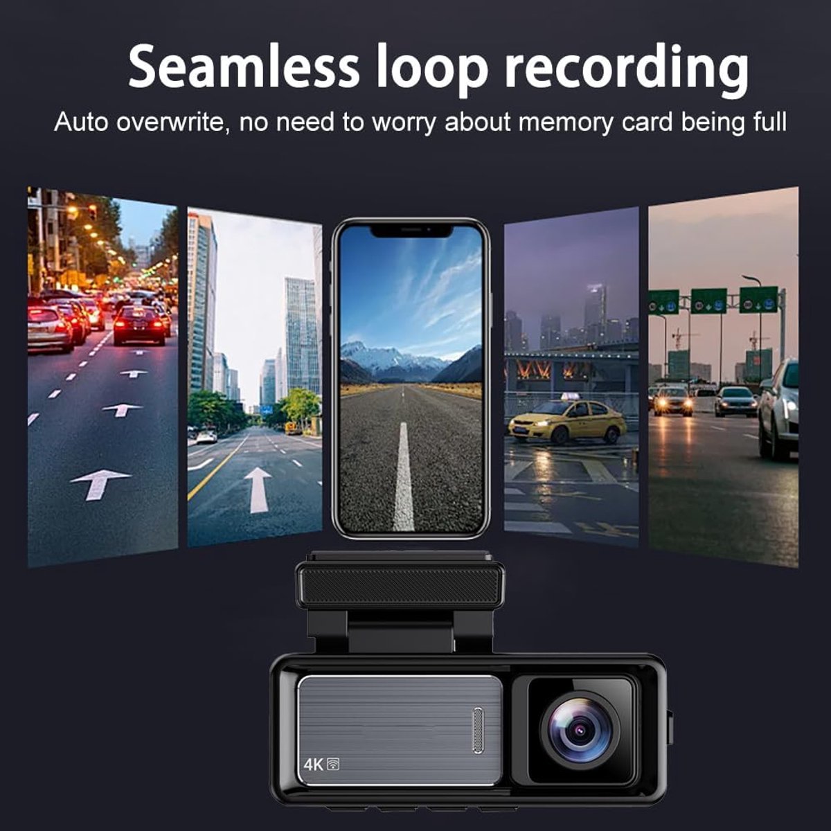 Dubbele Dashcam - Auto Camera - Veilige Rit - 4K Voor 1080P Achter - 64GB Inclusief - Zwart – foto 2