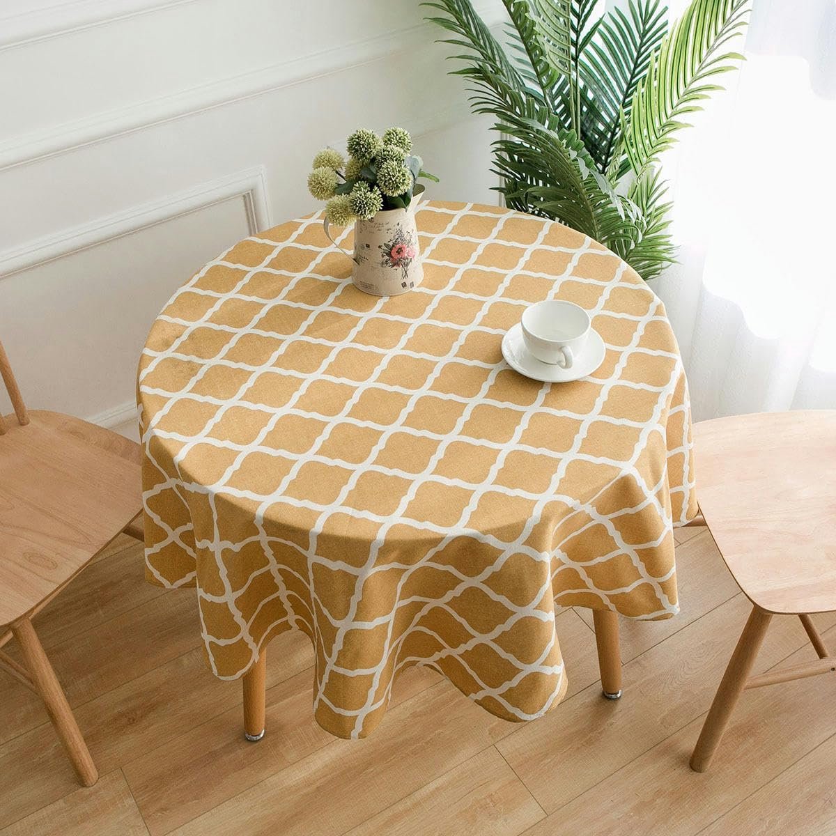 Rond Tafelkleed - Tafelbedekking Linnen - Eetkamer Decoratie - Verdikte Stof - 150 cm - Grijs