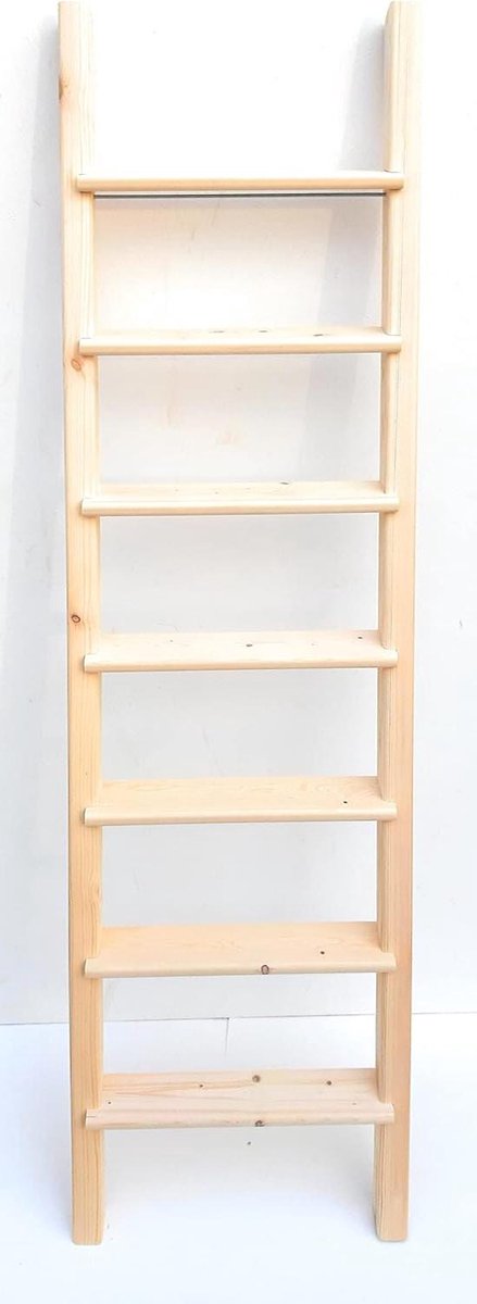Houten ladder - Stevige klimladder - Toegang tot hoogslaper - Massief grenenhout - 250 cm - Natuurlijk