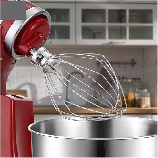 Mixer Opzetstuk - Garde Klopper - Beslag Maken - Roestvrij Staal - 6 Quart - Zilver — afbeelding 3