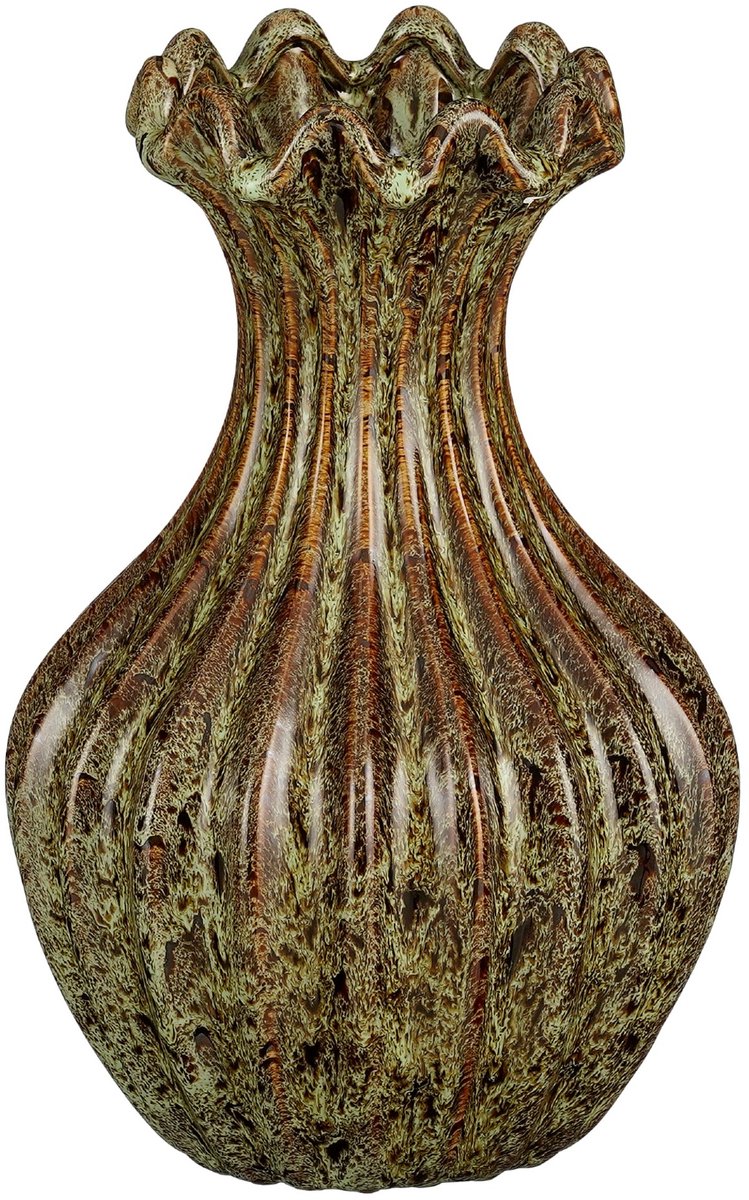 Mica Decorations Amara Vaas Keramiek Bruin Groen Decoratief