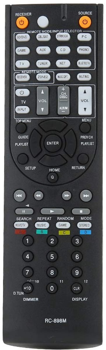 Livia home - RC-898M AV-afstandsbediening - Vervangende afstandsbediening - Zwart - Geschikt voor TX-NR545 TX-NR646 TX-NR747 - Handig voor thuisgebrui