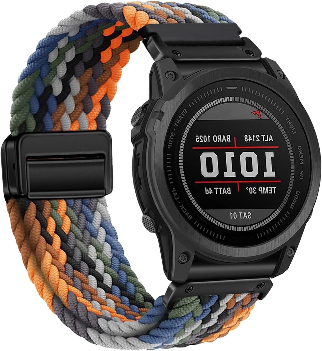 22mm Gevlochten Elastische Horlogeband met Magnetische Sluiting voor Garmin Fenix 7/6/5 en Forerunner 955, Comfortabele en Duurzame Nylon Stretch Band