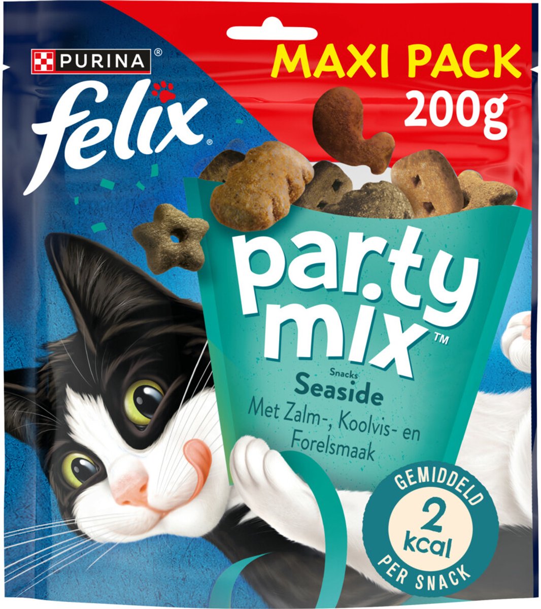 Bol.com Felix Party Mix Seaside - Kattensnacks - Kattensnoepjes - Zalm Koolvis & Forel- 5 x 200 g aanbieding