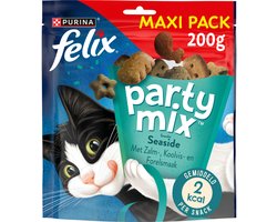 Felix Party Mix Seaside - Kattensnacks - Kattensnoepjes - Zalm Koolvis & Forel- 5 x 200 g