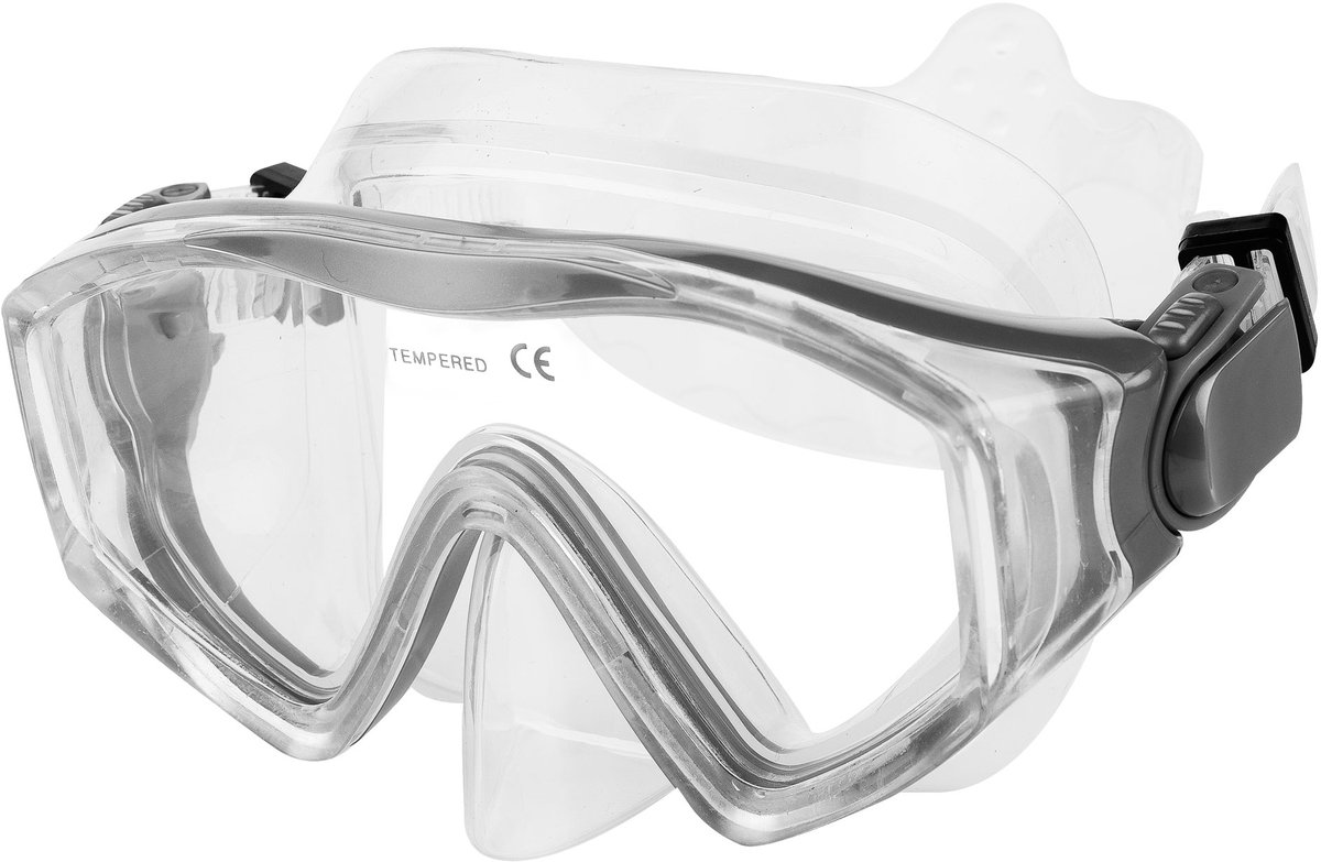 Spokey CERTA Duikbril - Zilver / Grijs / Antraciet - TG gehard glas - Vloeibaar Siliconen