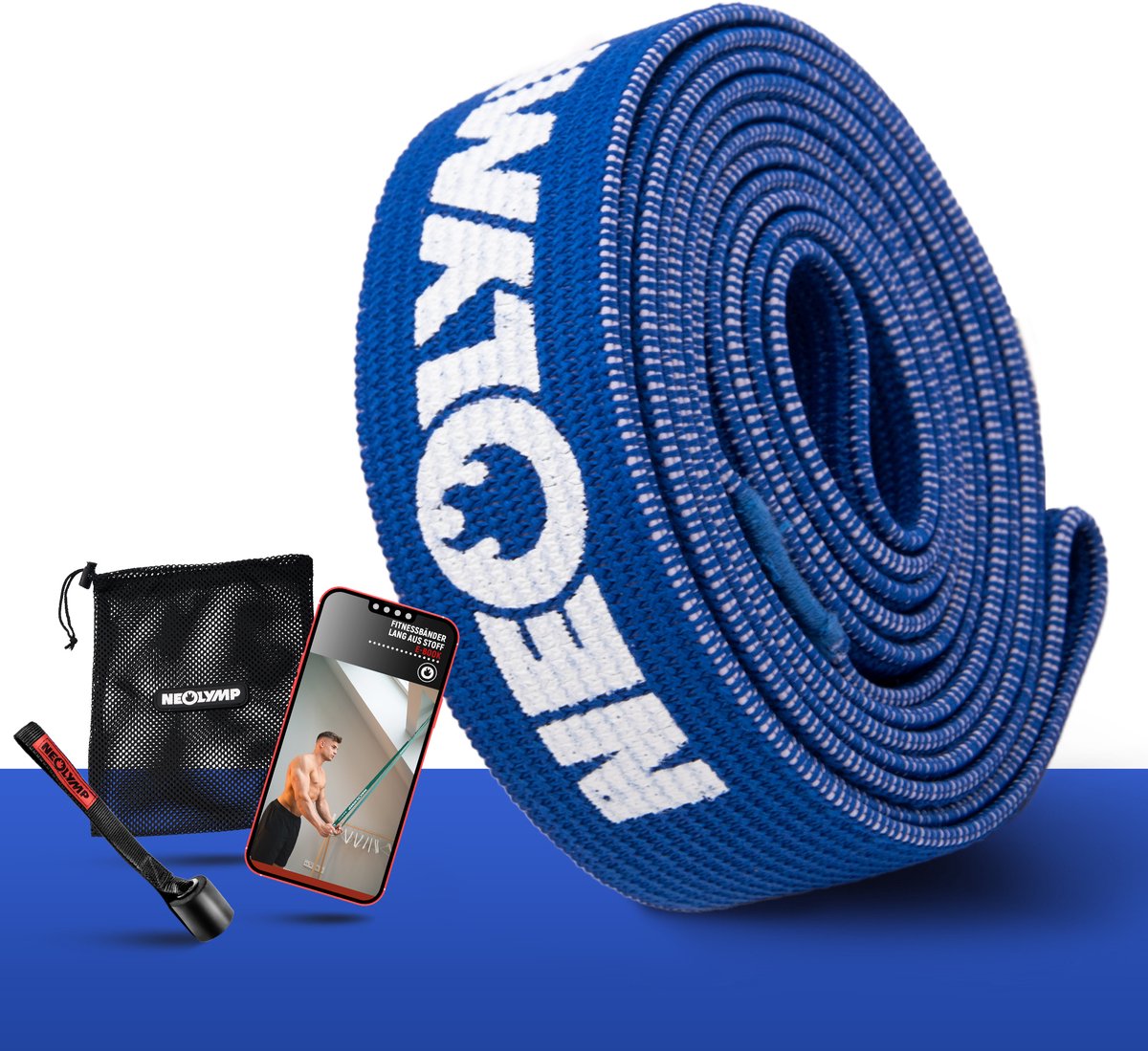 NEOLYMP Lang fitnessband van stof– Weerstandsniveau 4, trainingsband voor krachttraining