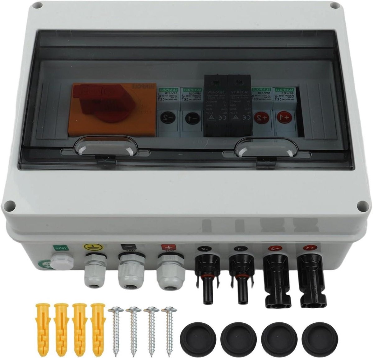 Zonne Combiner Box - DC Verdeelkast - Zonne-energie Systeem - IP65 Waterdicht - 1000V - Grijs