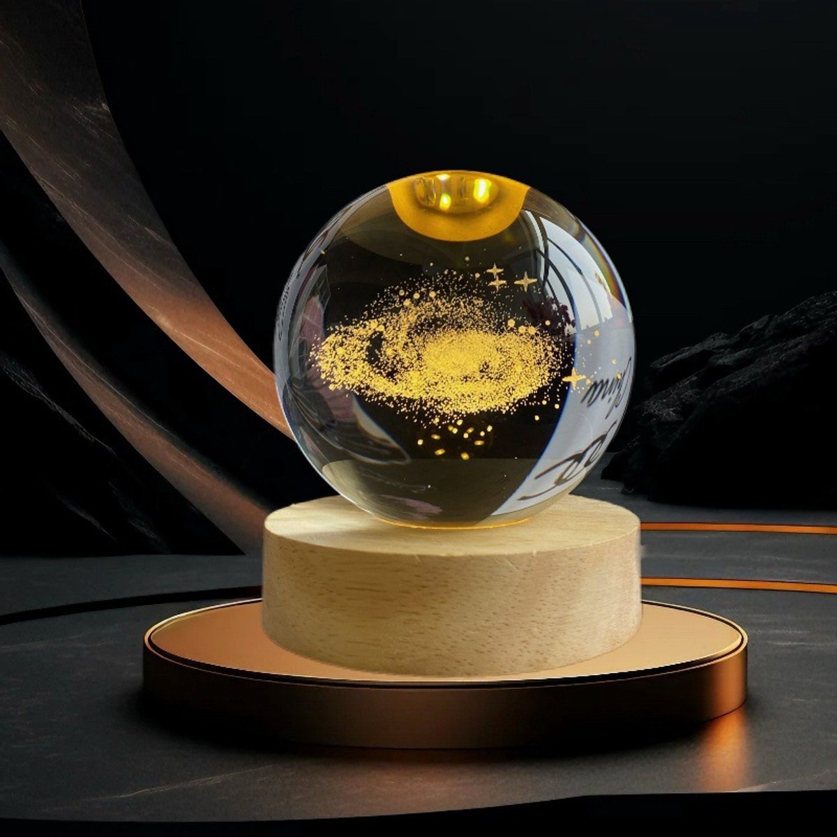 3D - Melkweg kristallen bol - 6 cm kosmische decoratieve kwartsglazen bol, ruimte astronomische decoratieve sculptuur (woondecoratie cadeau) *1 stuk
