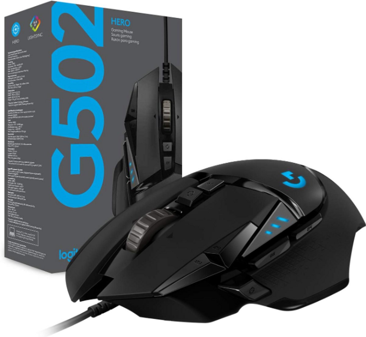 Logitech G502 HERO High Performance Wired Gaming Mouse - Zwart - Bedrade Gaming Muis met HERO 25K Sensor, 25.600 DPI, RGB Verlichting, 11 Programmeerbare Knoppen, Verstelbare Gewichten & On-Board Memory voor PC/Mac