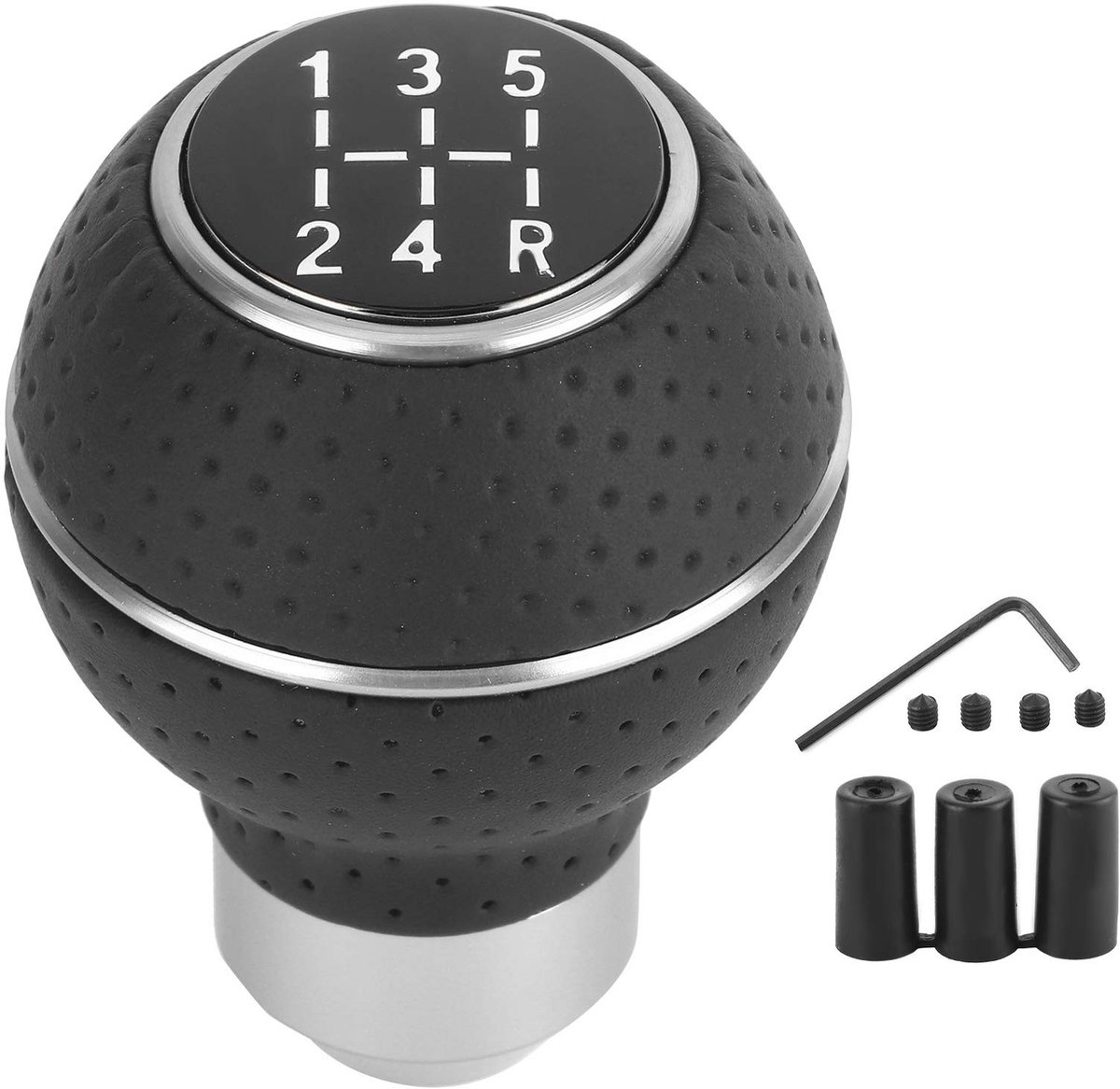 Livia home - Versnelling Versnellingspook - Universele Handgeschakelde Knop in Kunstleer en Aluminium - Zwart - Geschikt voor handgeschakelde auto's -
