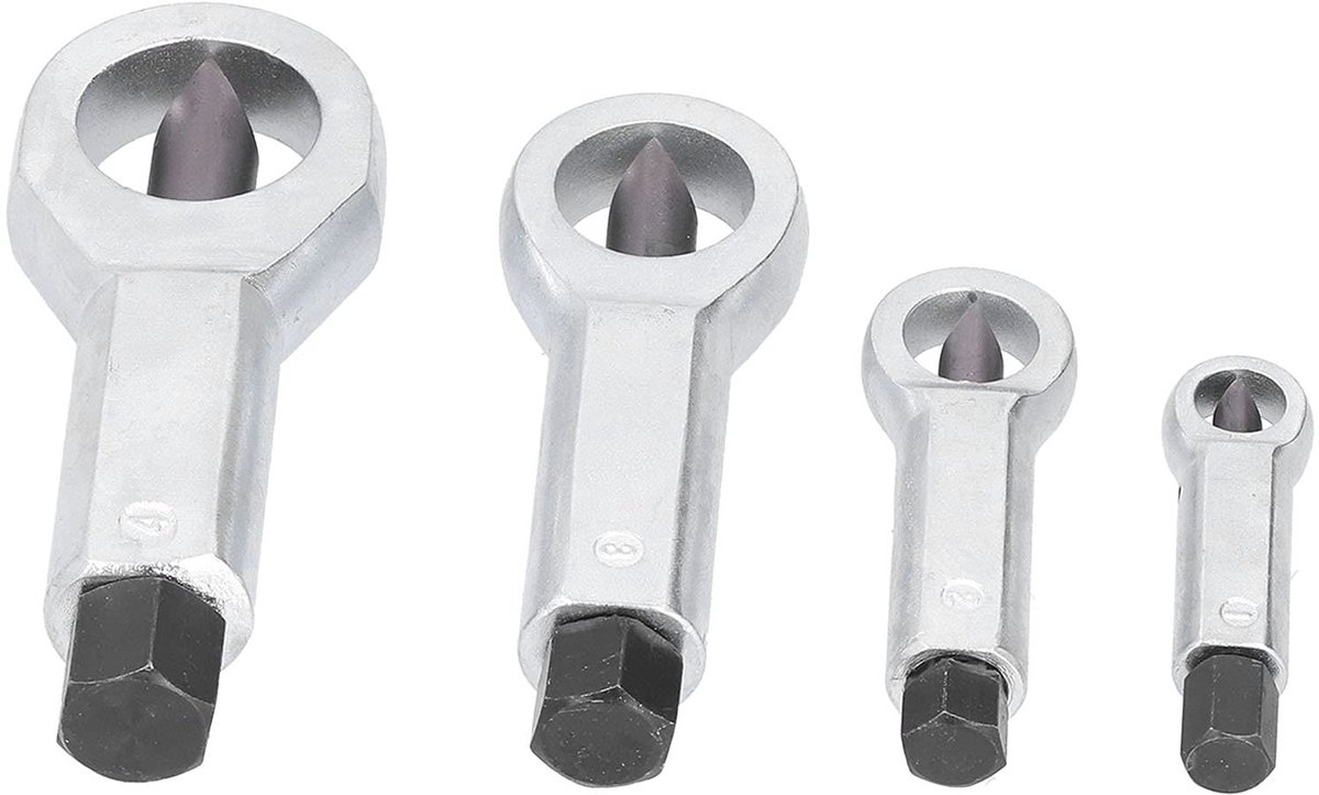 By shayne - Moerverwijderingssplijtgereedschap - 4-delige set - Handig en robuust - Zilver - Geschikt voor roestige moeren - Ideaal voor klussen