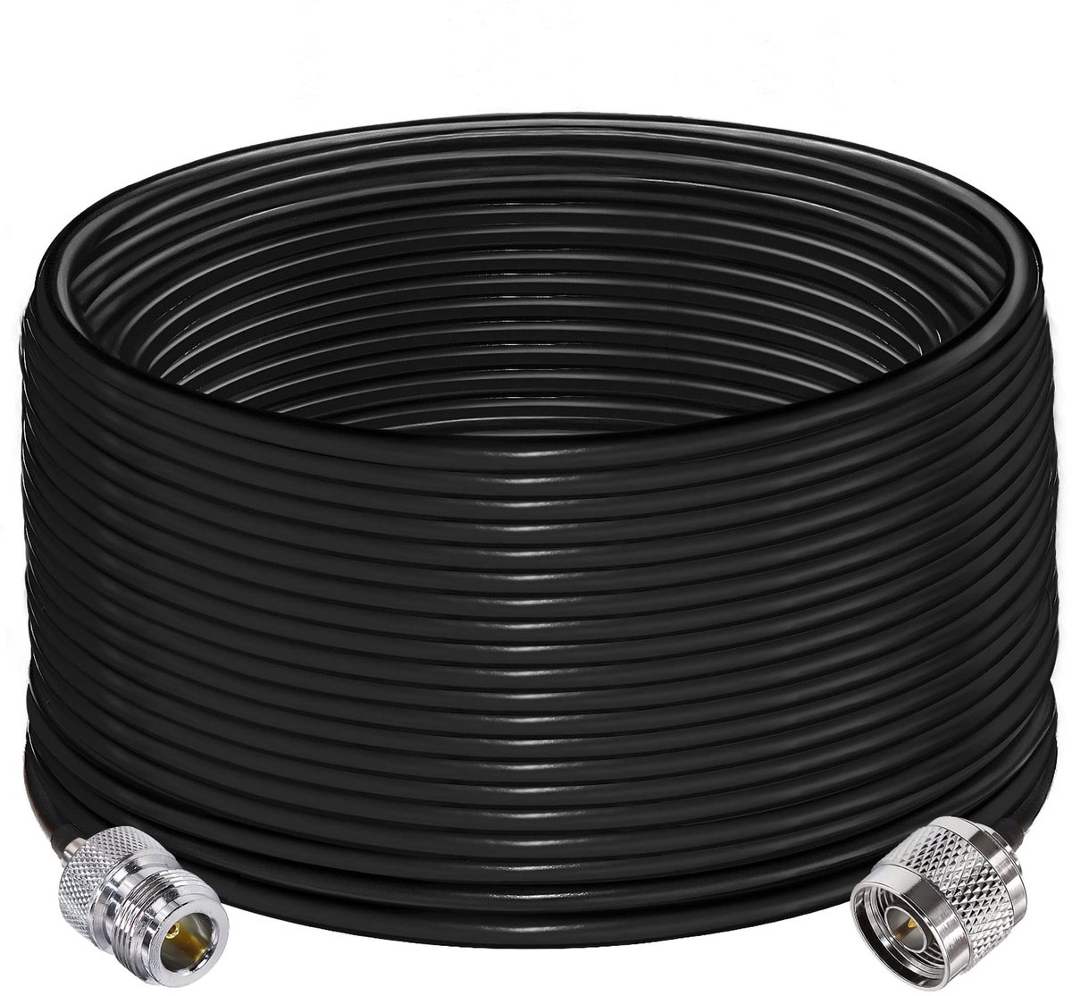 Jhubersproducts - N-type-kabel - verlengkabel 20 m - verliesarm - zwart - N-stekker naar N-bus - geschikt voor draadloze router en 4G LTE-antenne