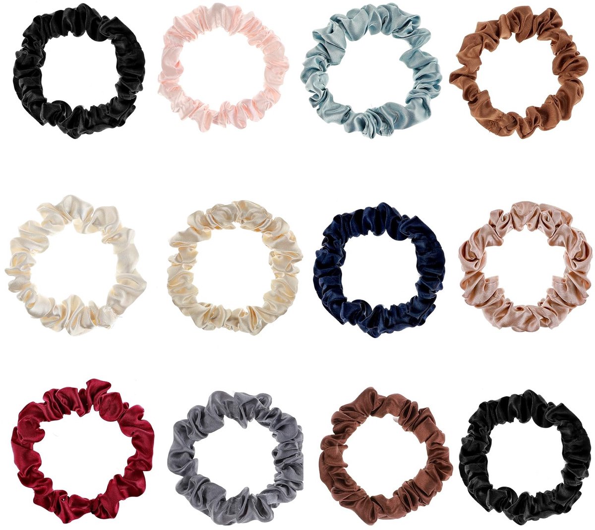 Jhubersproducts - Haaraccessoires - 12 Stuks Zachte Zijde Haarbanden - Geen Haarschade - Kleurrijke Scrunchies - Trendy Tiener Geschenken - Kleine Haa
