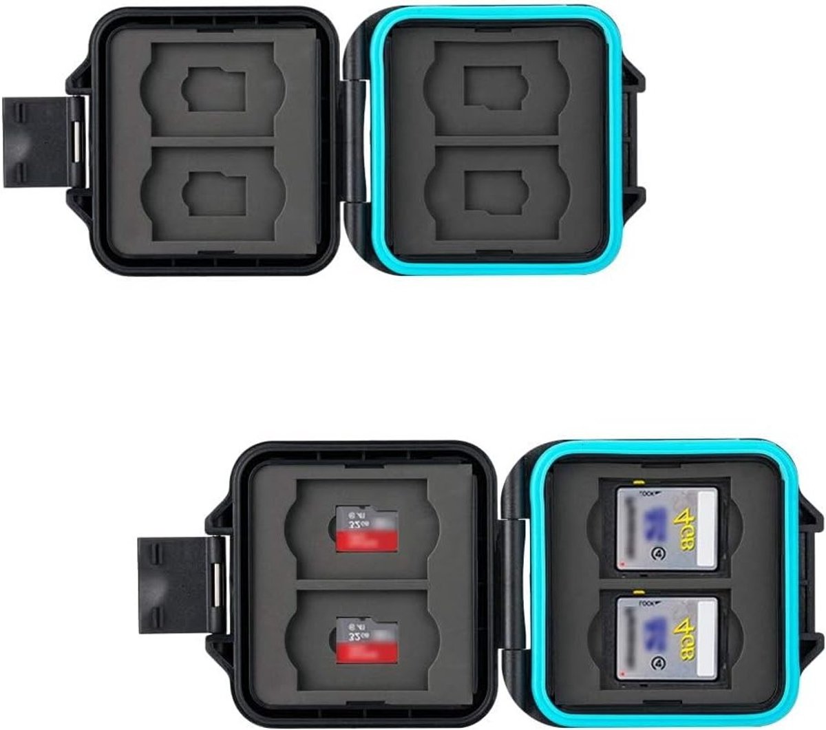 Waterdichte Geheugenkaarthouder voor 4 SD en 4 Micro SD Kaarten met Verwijdertool - Slimme Opslagoplossing voor Fotografie en Videografie