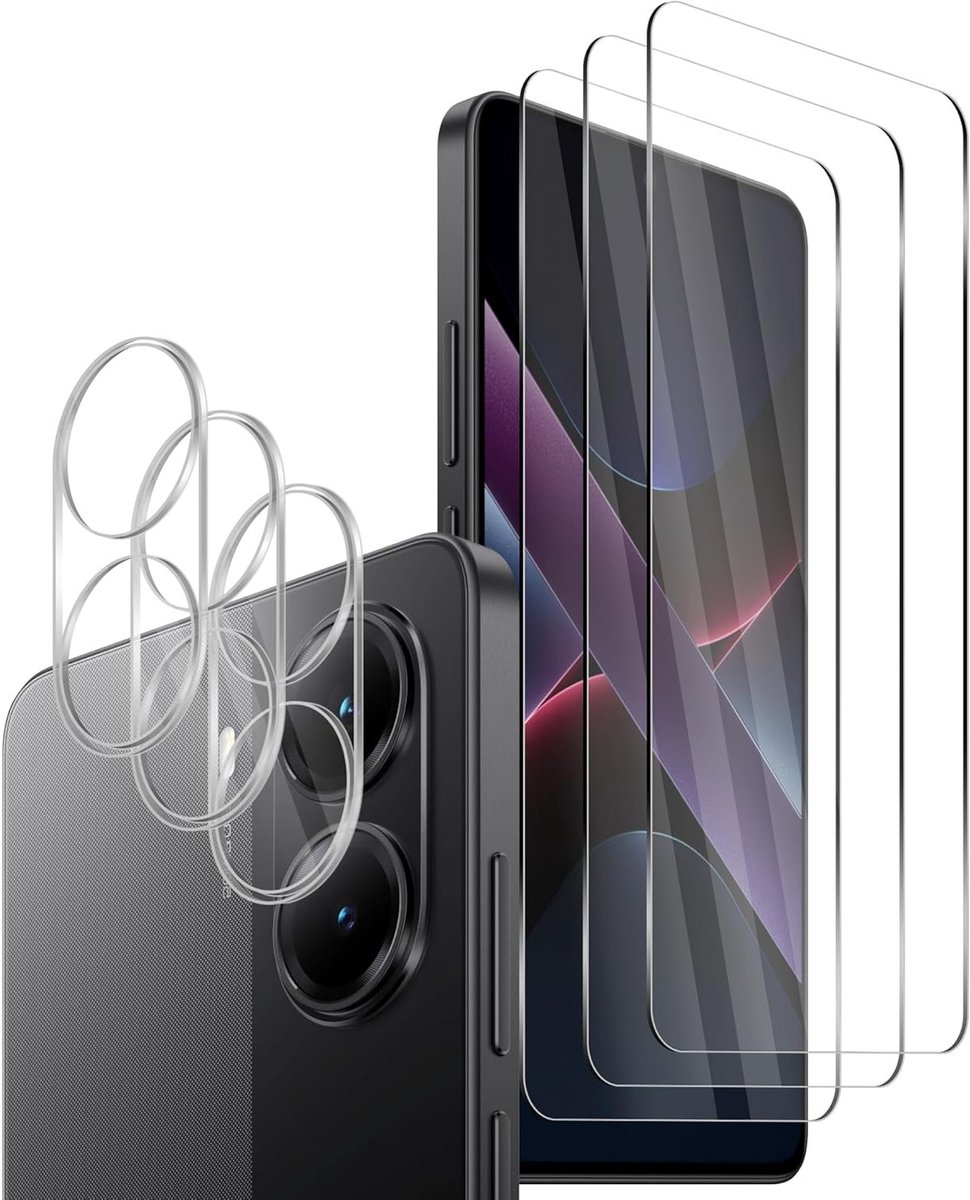 Pack van 6 gehard glas schermprotectors voor Xiaomi POCO X7 Pro 5G, inclusief camera bescherming, anti-kras en bubbelvrije installatie, 9H hardheid