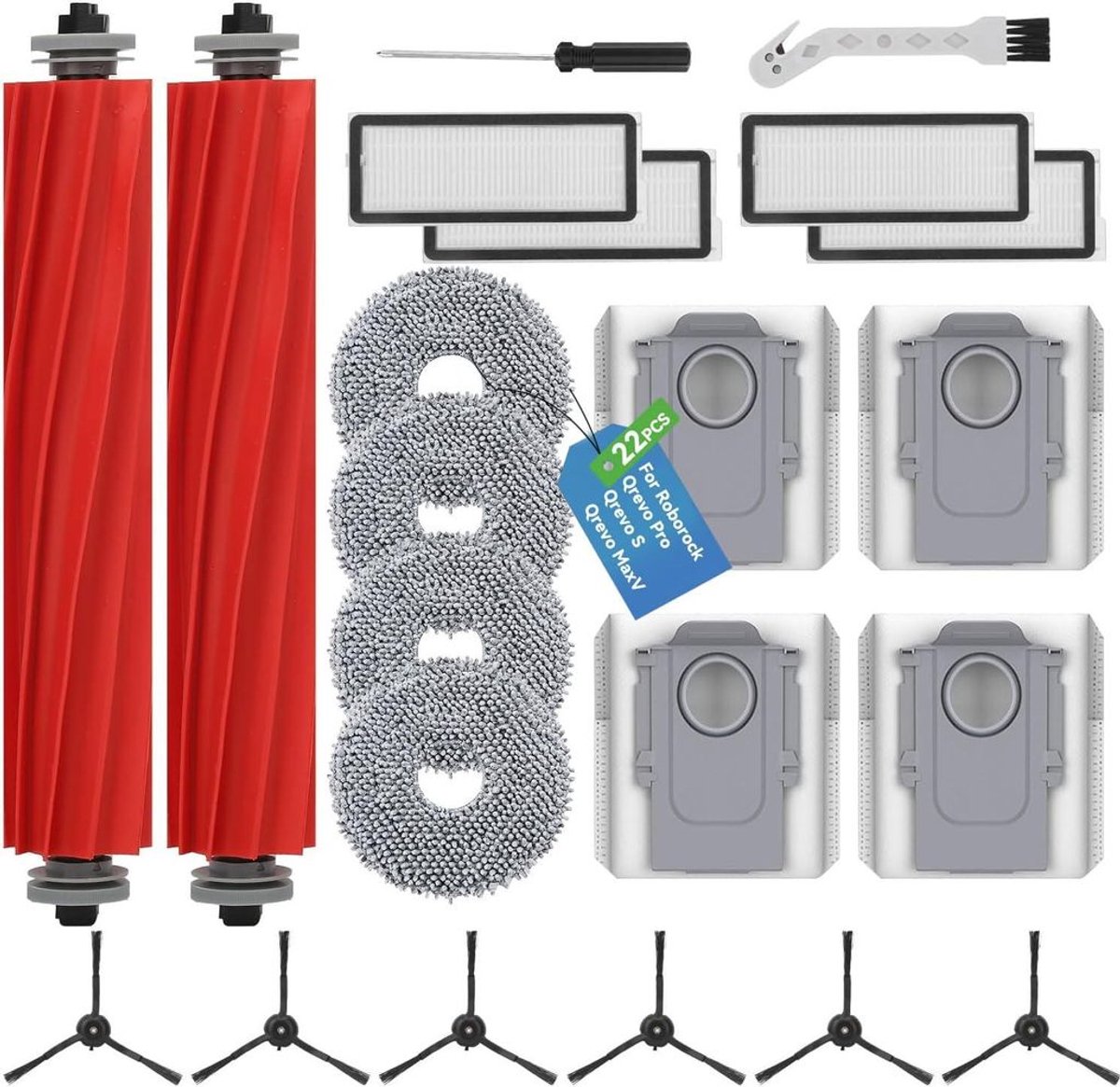 22-delige accessoire set Geschikt voor Roborock Qrevo S/Qrevo Pro/Qrevo MaxV robotstofzuigers (niet voorvoor de Qrevo-serie)