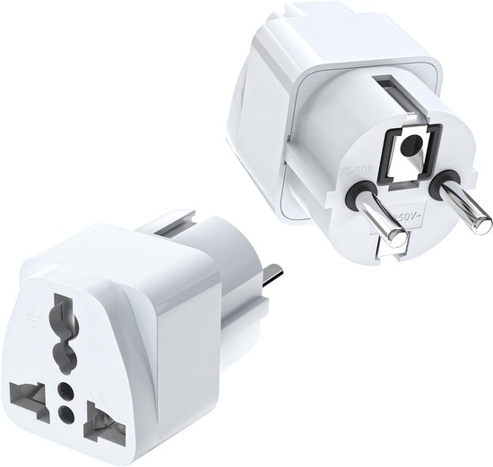 2 stuks reisadapters, universele adapter, adapter Chinese Duitse stekker, universeel EU-stopcontact voor de VS, UK, Thailand, Zwitserland, China, Italië enz