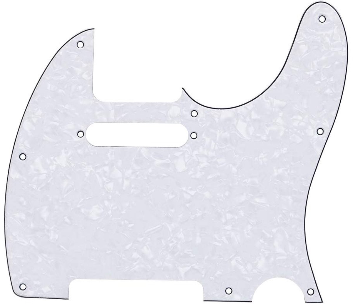 Dailygoods - Gitaarslagplaat - Telecaster - Perfect gesneden - Wit - Krasplaat - Geschikt voor elektrische gitaar - 6 snaren