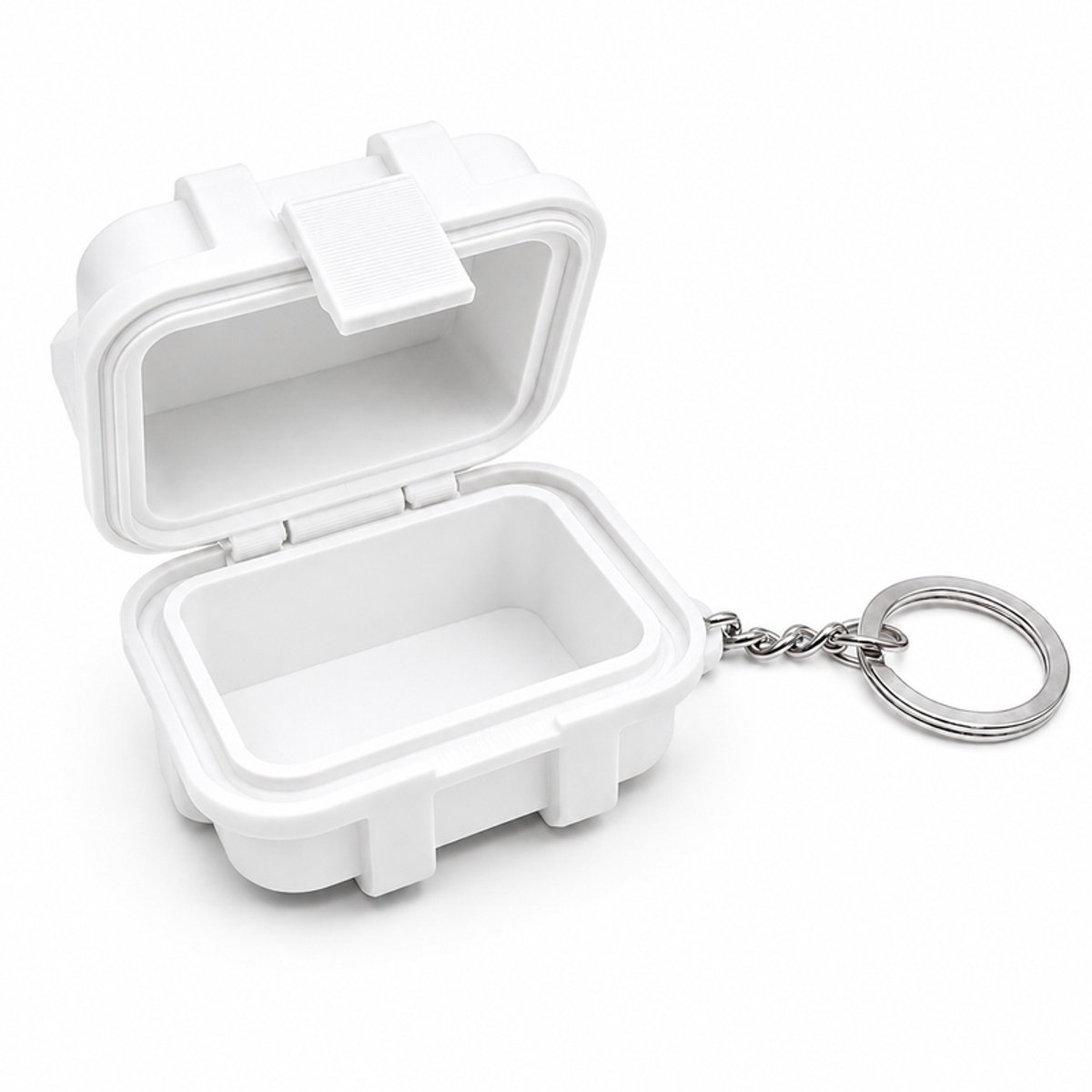 Mini Rugged Box Sleutelhanger Hardcase Opbergdoos 6x5x4 cm - Waterdichte Pocket Organizer - Mini Hardcase Voor Sleutels Geld Pillen SD Kaarten Schroeven En Kleine Accessoires - EDC Travel Case Voor Jas Tas En Auto - Wit