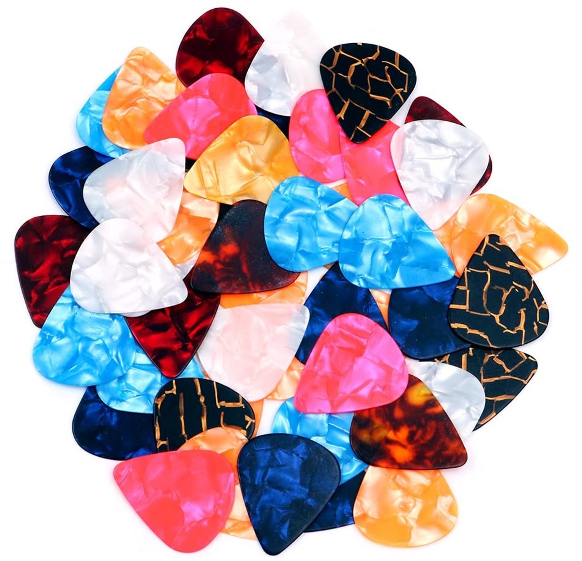 Elzusha - Gitaar Picks - Celluloid Picks 0,75 mm - 50 Stuks - Duurzaam en Aangenaam - Geschikt voor Elektrische en Akoestische Gitaren - Willekeuri...
