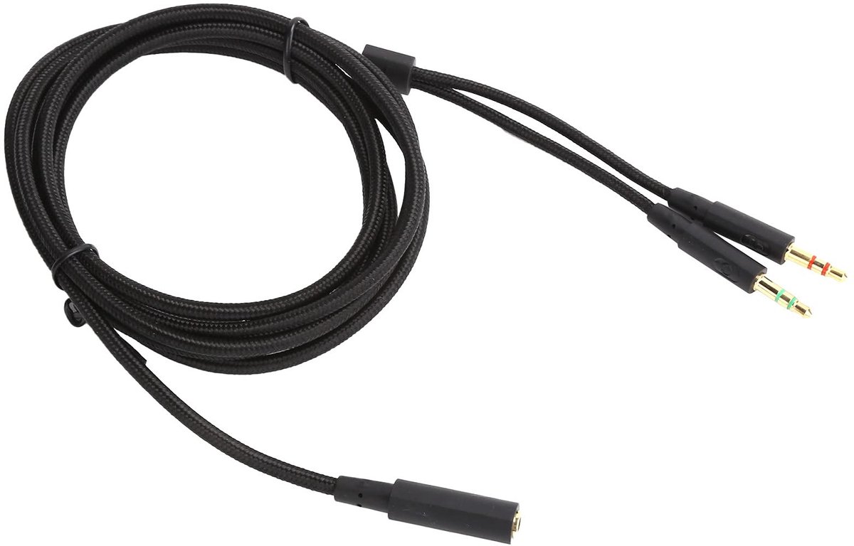 Dailygoods - Computerkoptelefoonkabel - 2-in-1-adapter - Zwart - Plug And Play - Geschikt voor HyperX en Cloud Mix - 2 meter