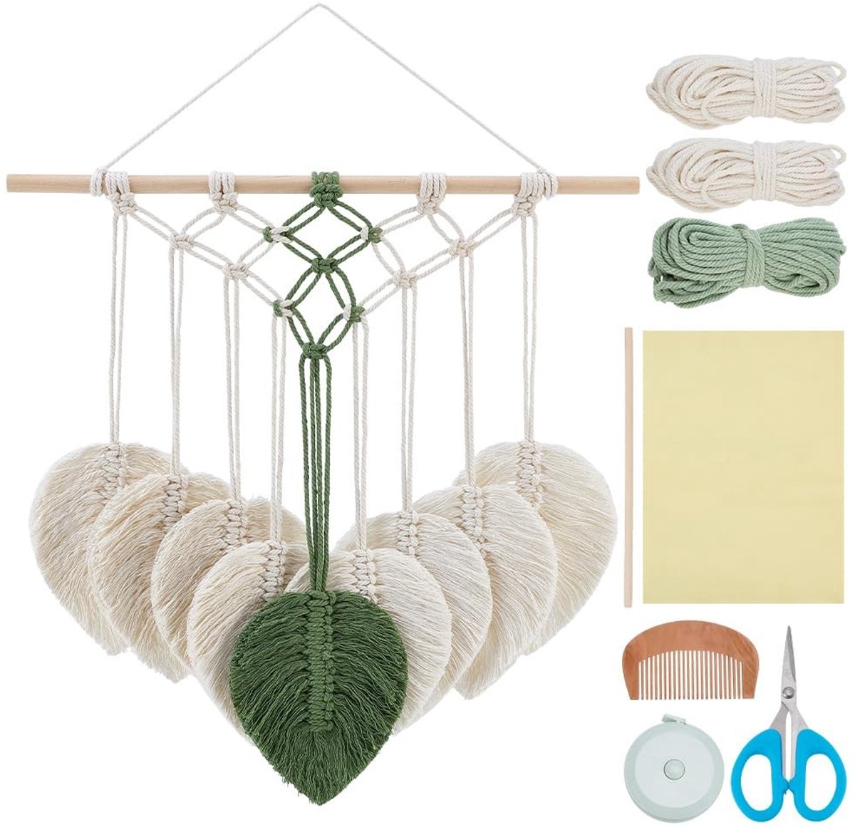 Dailygoods - Macrame Leaf Wall Hanging Kit - Bohemian Wanddecoratie - Perfect voor Thuis - Decoratie - Creatief - Wandversiering - Geschikt voor elke
