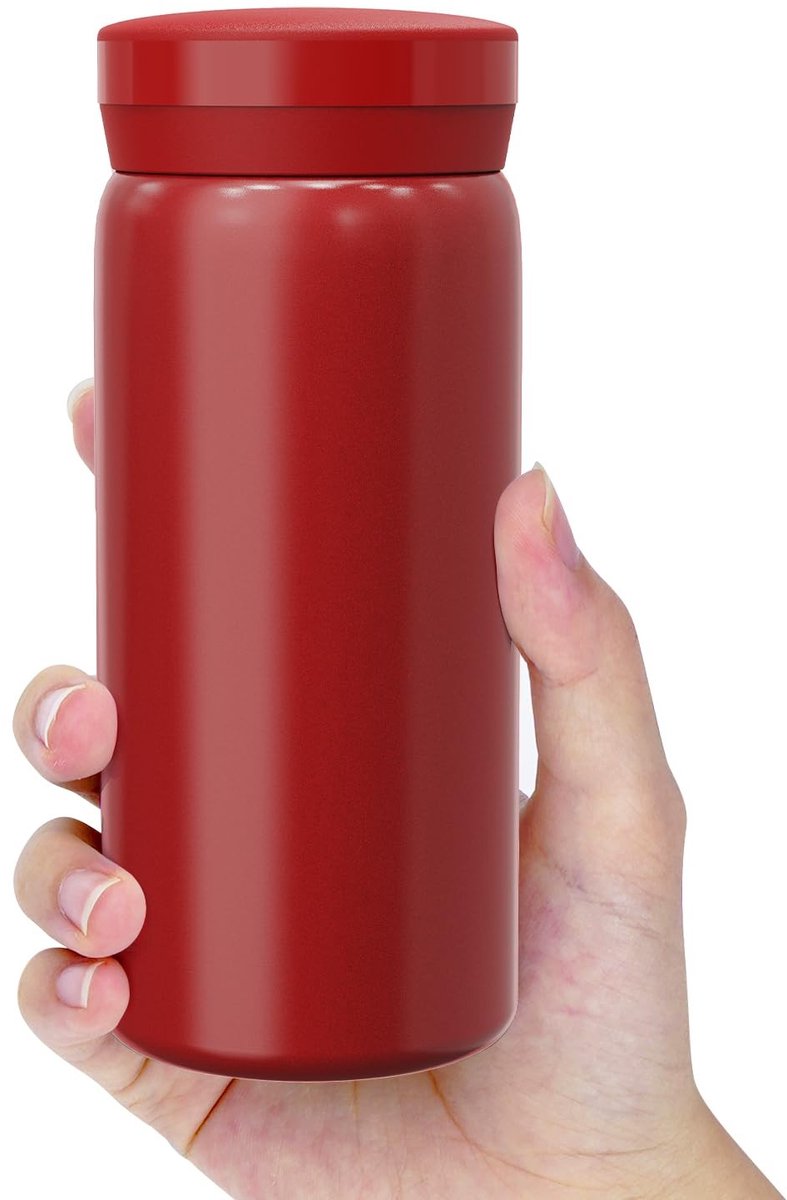 Dailygoods - Mini Waterfles - Vacuümgeïsoleerd - Lekvrij en Morsbestendig - Rood - Geschikt voor Koude en Warme Dranken - Handzaam en Compact