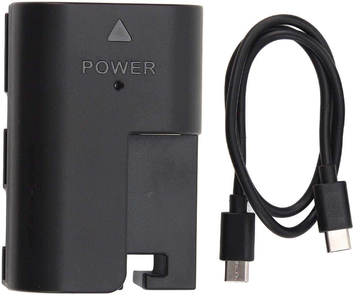 Dailygoods - Dummybatterij - Type C DC-koppeling - Voor camera's - Geschikt voor 5D 6D 7D 60D 70D 80D R R5 R6 R7 - Ideaal voor continu stroomverbruik