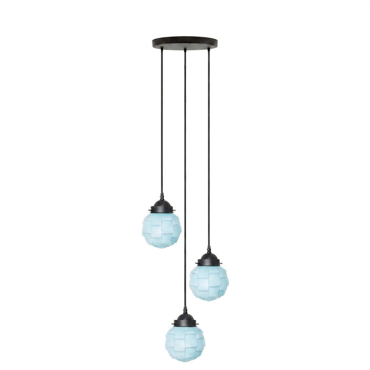 Coloured by Art 3 lichts hanglamp Bretagne Misty - Art Deco Trade Zachtblauw