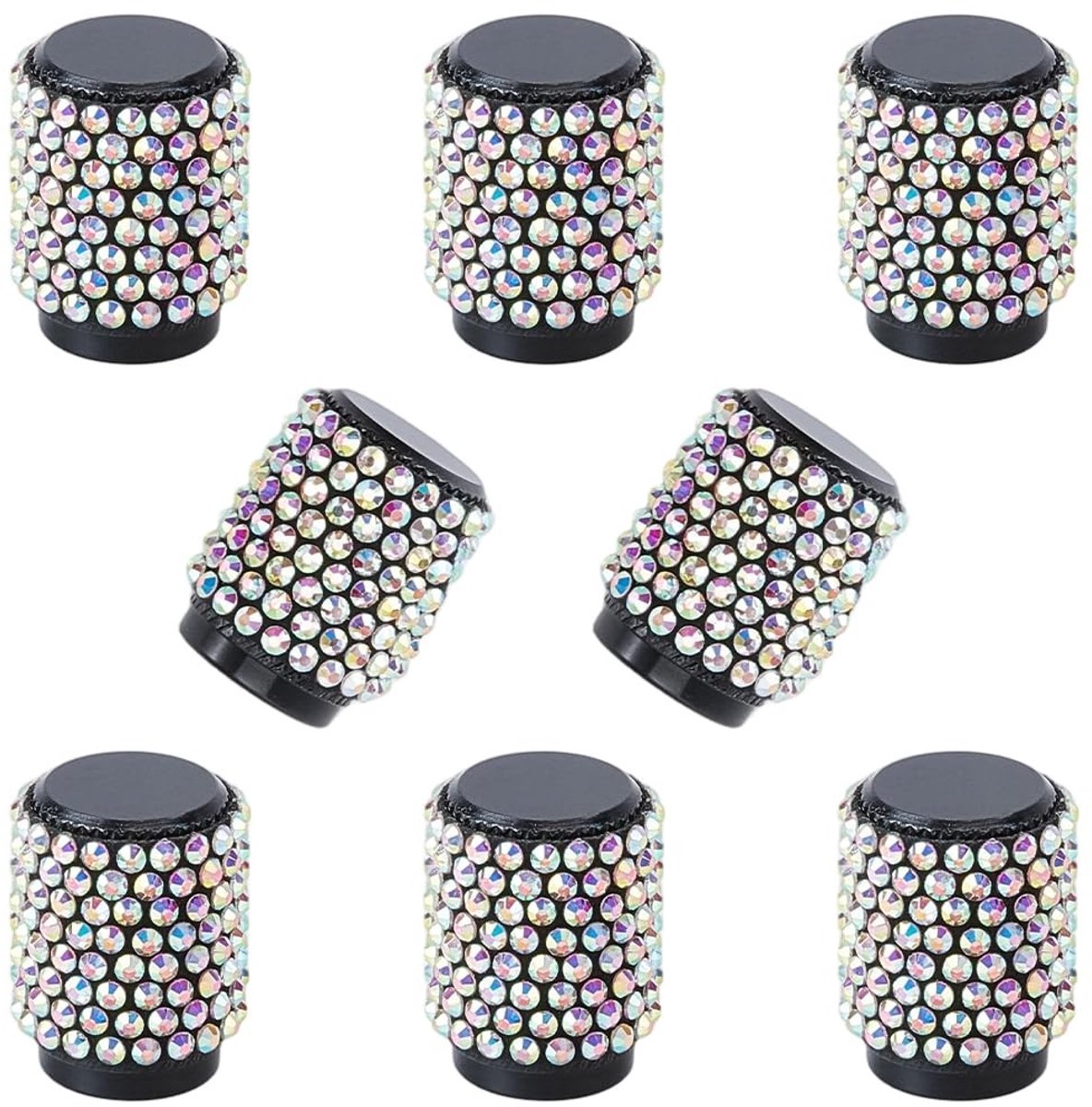 By shayne - Auto Wiel Band Ventieldoppen - Strass - Rubber - Crystal AB - Universele Band Valve Stem Cover Caps - Geschikt voor Auto's Vrachtwagens M.